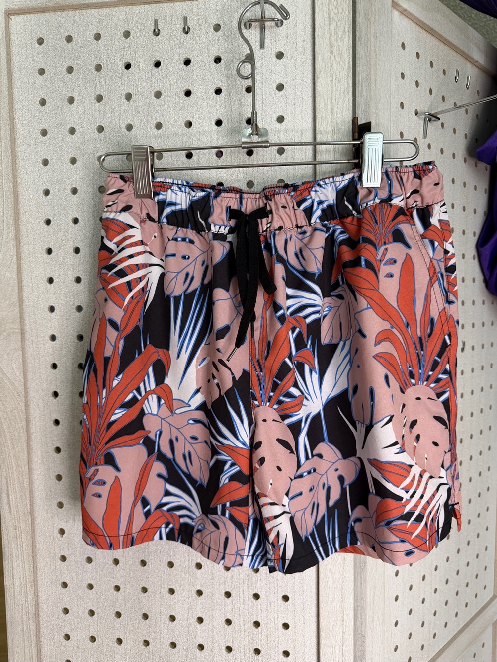 Reel Legends Coral  & Black Tropical Drawstring Shorts